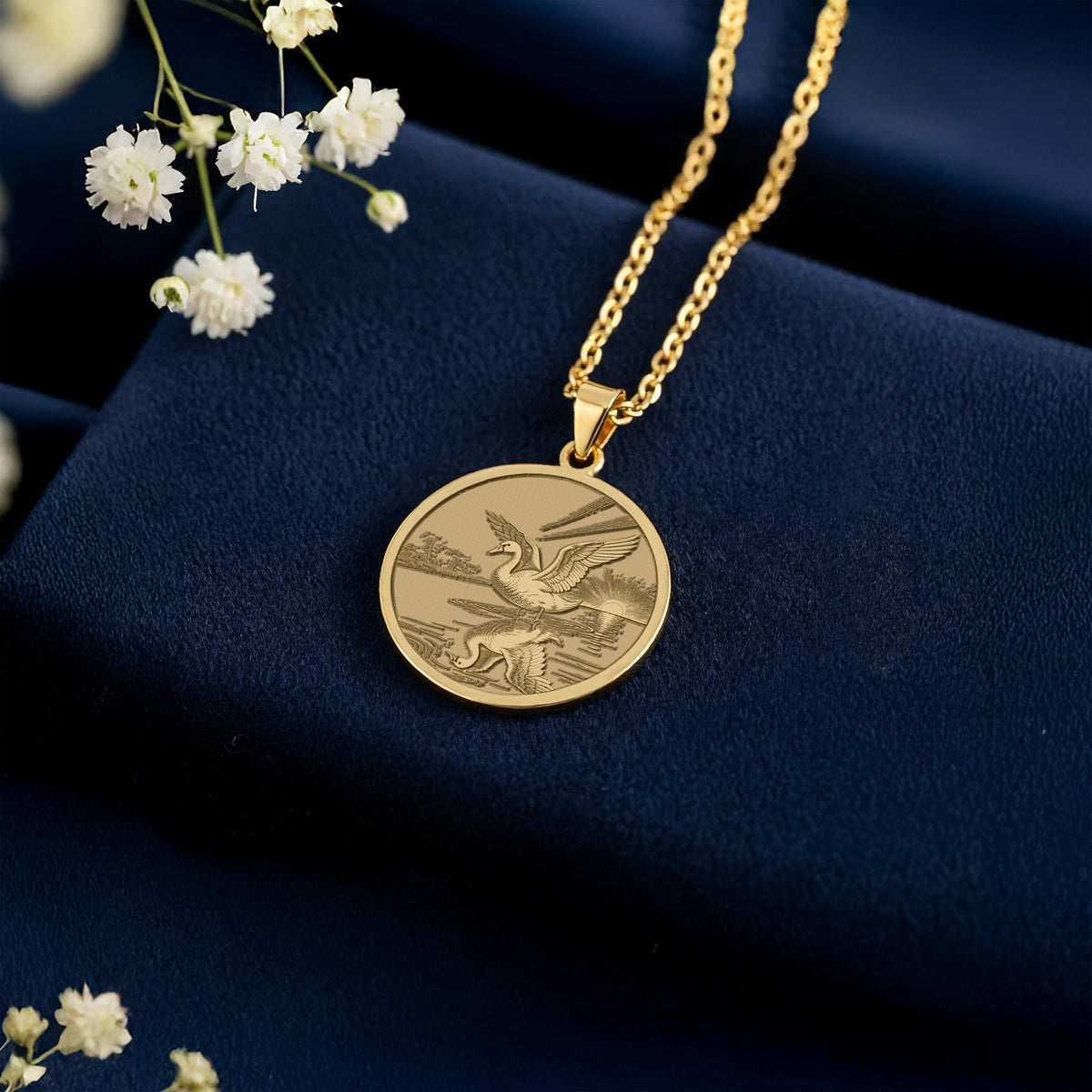 Ugly Duckling Necklace: 14K Gold, Transformation Coin, Swan Jewelry - View 2