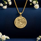 Esmeralda Necklace: 14K Gold, Gypsy Dancer Coin Pendant, Victor Hugo Jewelry - View 214