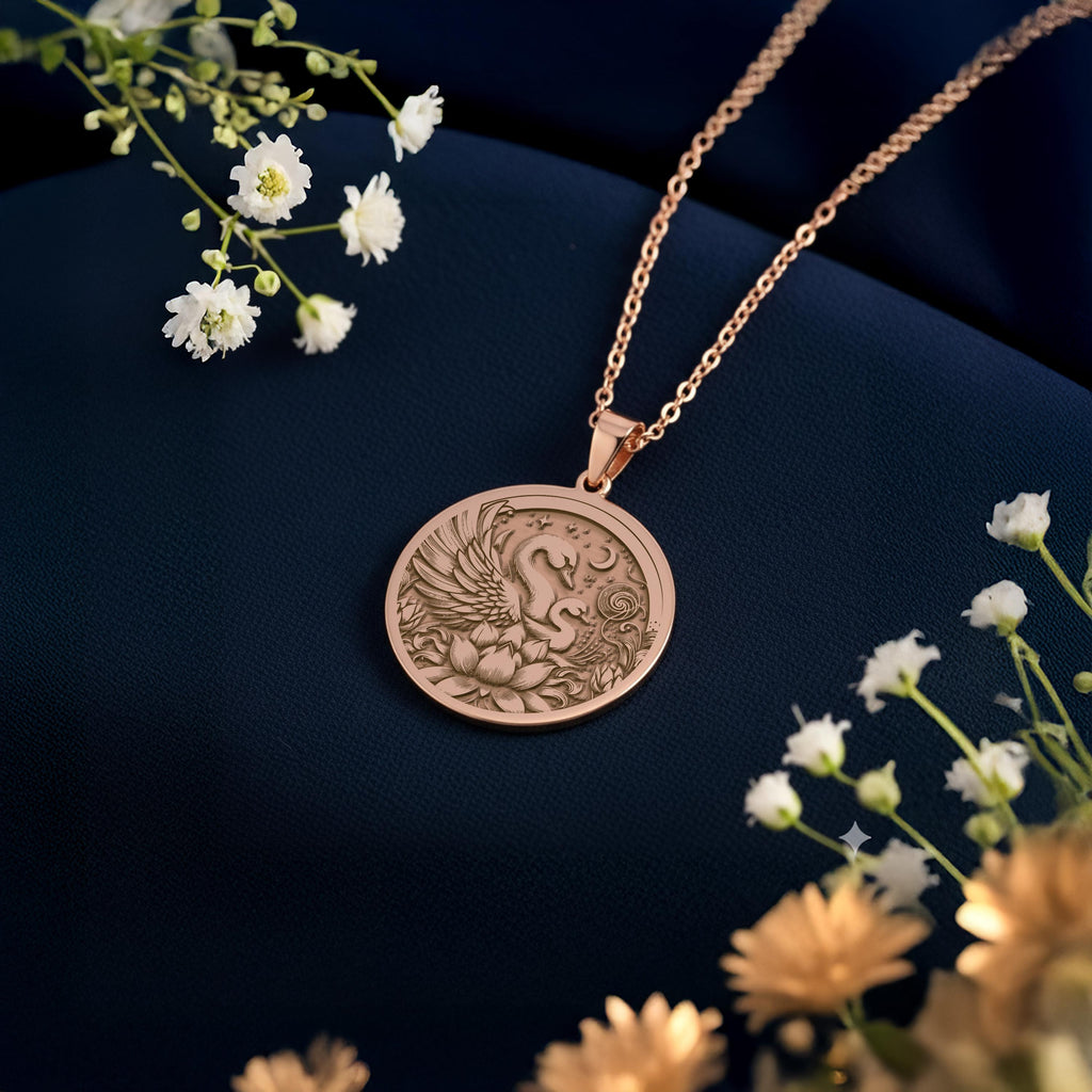 Swan Family Necklace: 14K Gold, Mother and Child Pendant, Maternal Love Jewelry - View 5