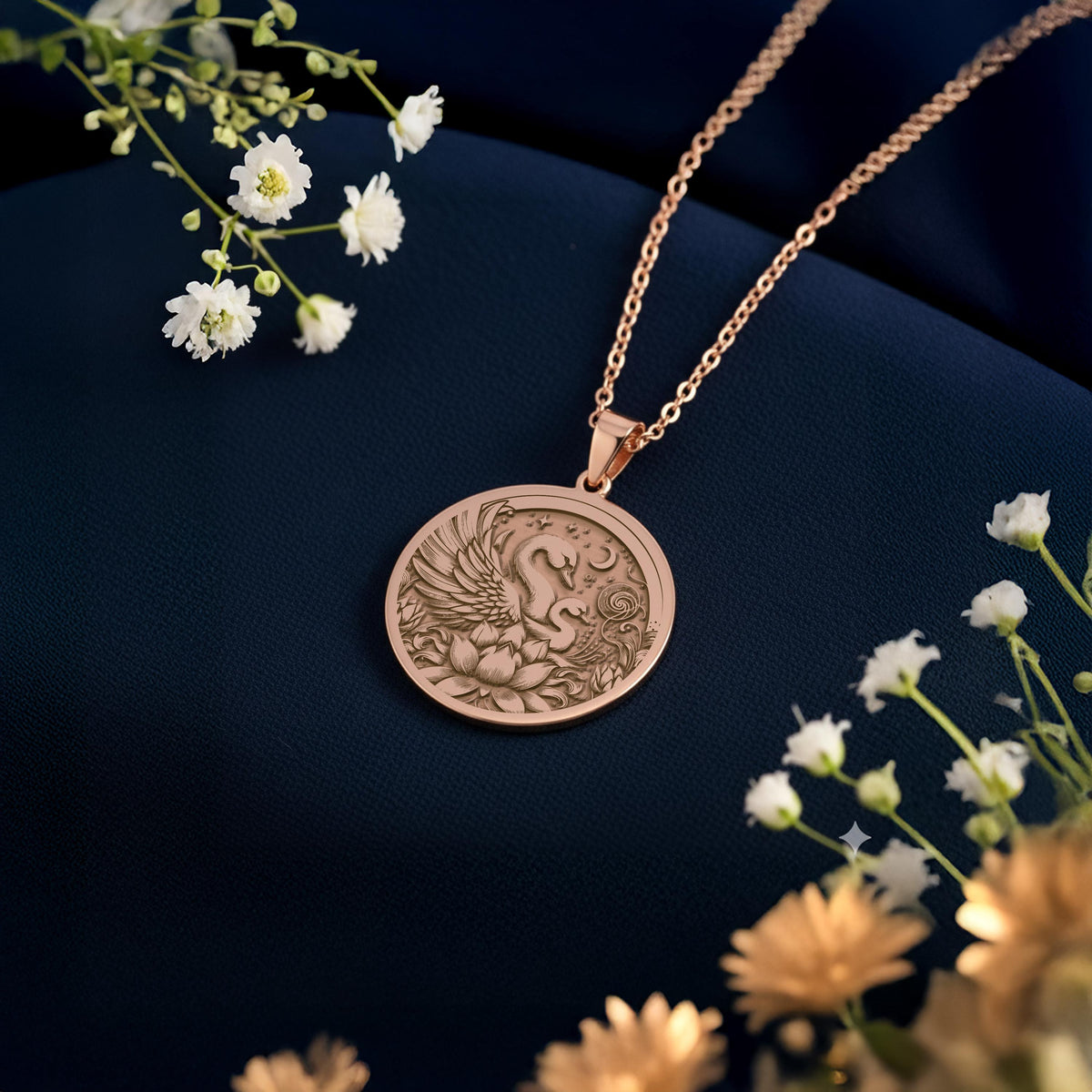 Swan Family Necklace: 14K Gold, Mother and Child Pendant, Maternal Love Jewelry - View 5