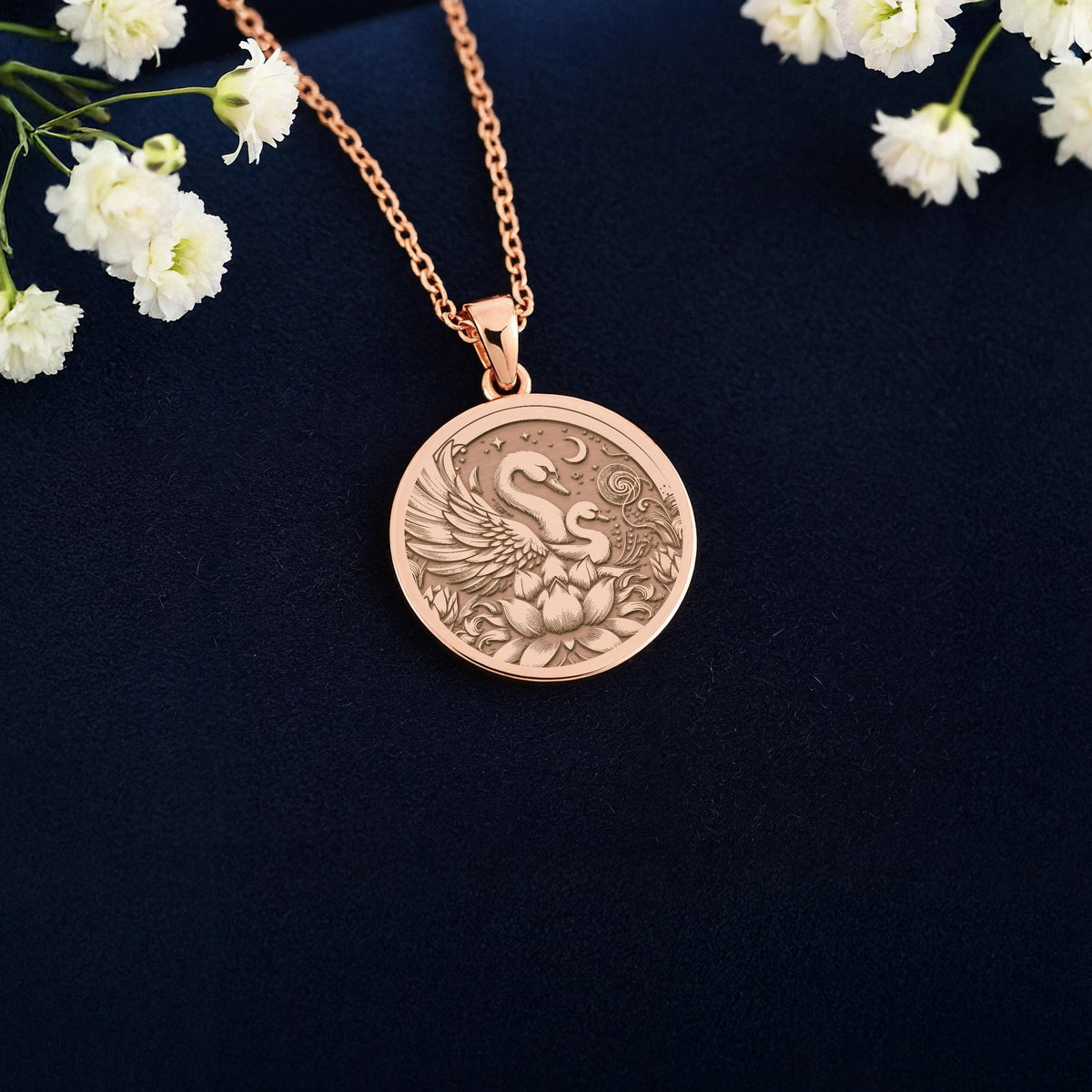 Swan Family Necklace: 14K Gold, Mother and Child Pendant, Maternal Love Jewelry - View 6