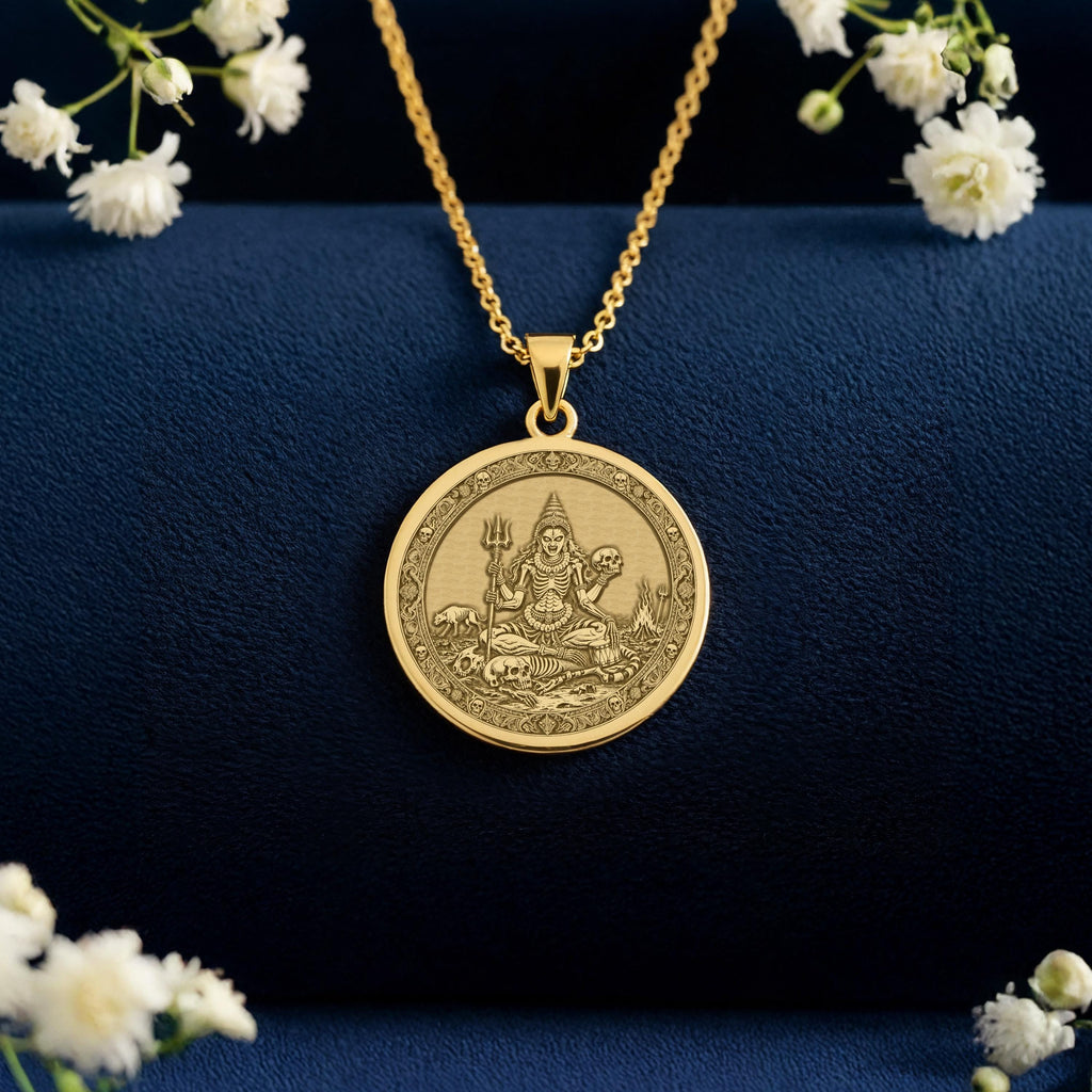 Personalized Chamunda Pendant Necklaces: 14K Solid Gold Kali Medallion, Dainty Hindu Goddess Jewelry - View 214
