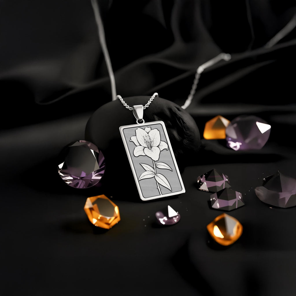 Lily Pendant Necklace: 14K Gold, May Birth Flower Charm, Floral Cottagecore Jewelry - View 3