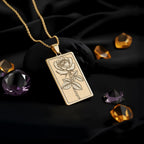 Rose Tarot Pendant Necklace: 14K Gold, Floral Love Charm, Romantic Jewelry - View 214