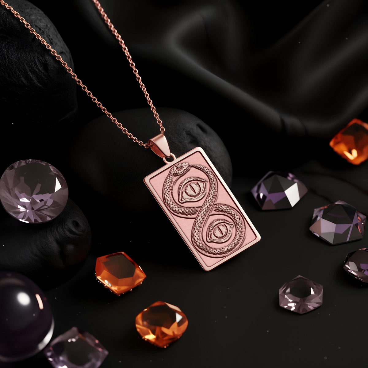 Ouroboros Pendant Necklace: 14K Gold, Infinity Serpent, Alchemy Jewelry - View 6