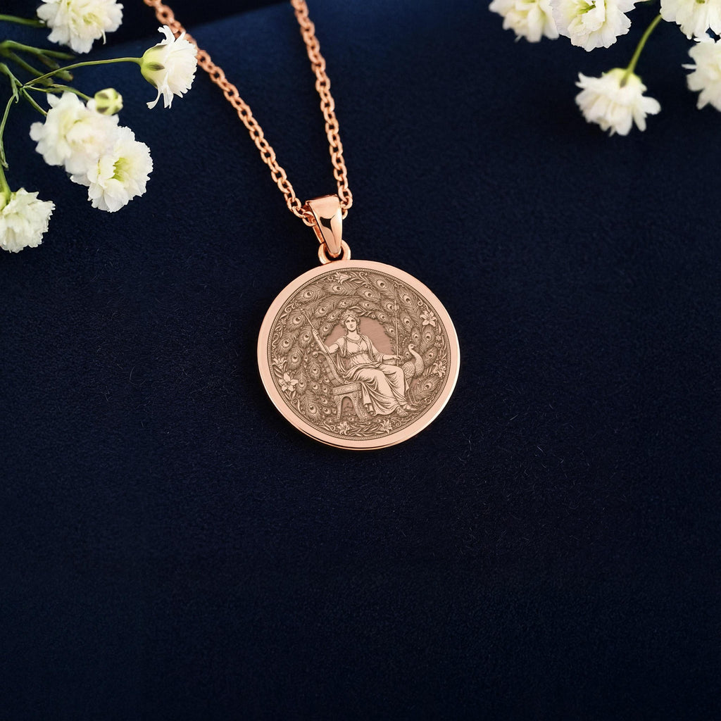 Hera 14K Gold Pendant Necklace: Personalise Queen of the Gods Coin, Greek Jewelry - View 6