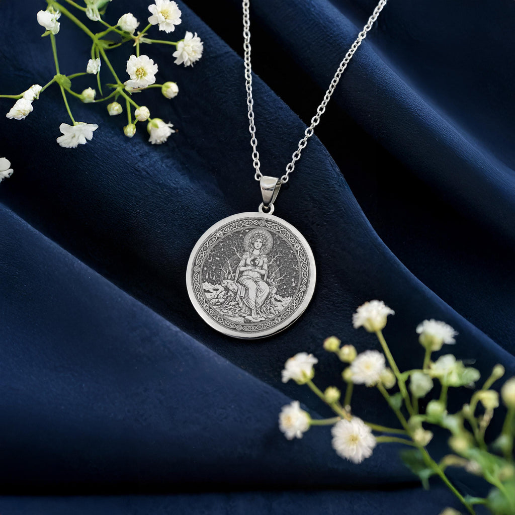 Gaia Pendant Necklace: 14K Gold Earth Goddess Medallion, Greek Mythology Jewelry - View 3