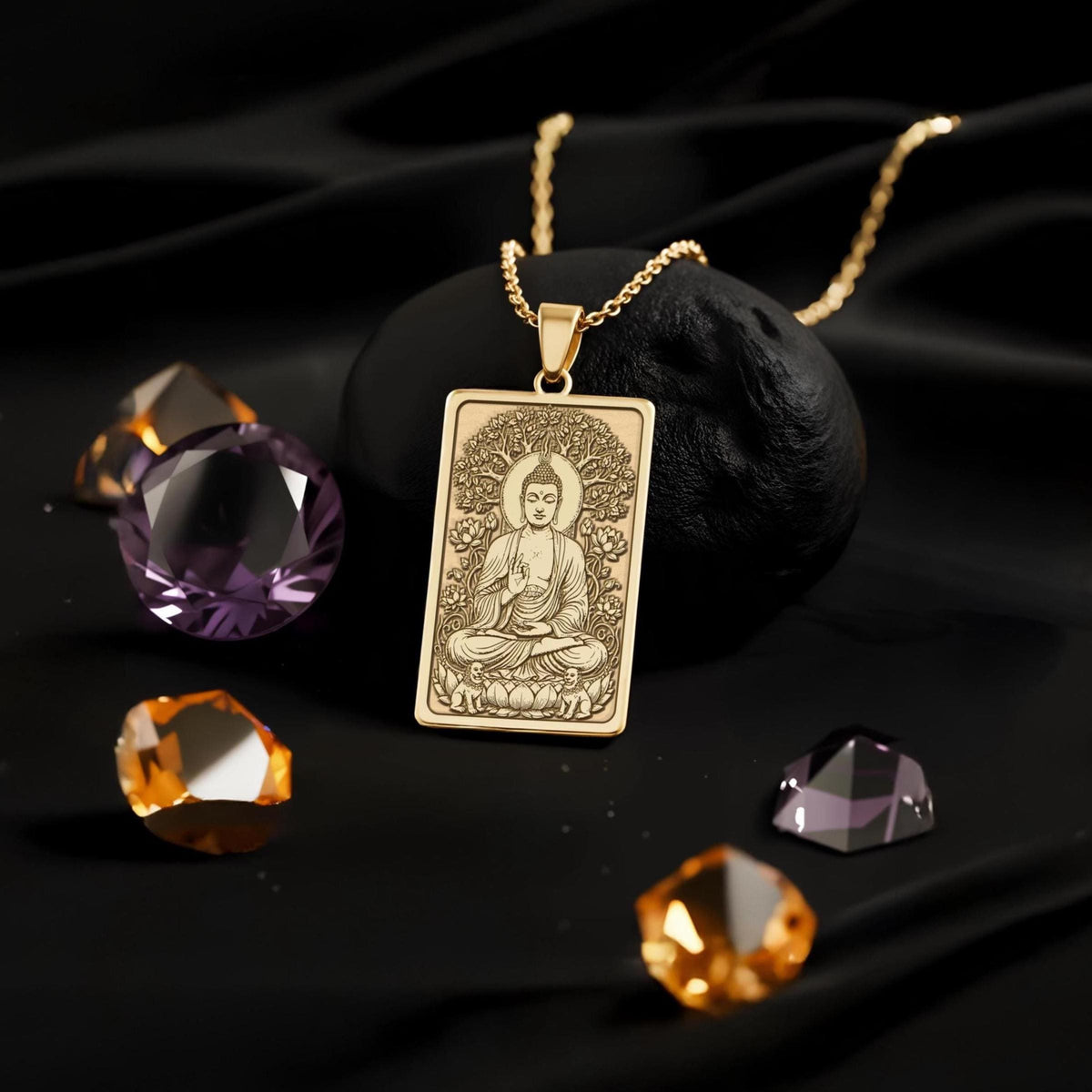 Buddha Pendant Necklace: 14K Gold, Meditation Charm, Zen Yoga Jewelry - View 214