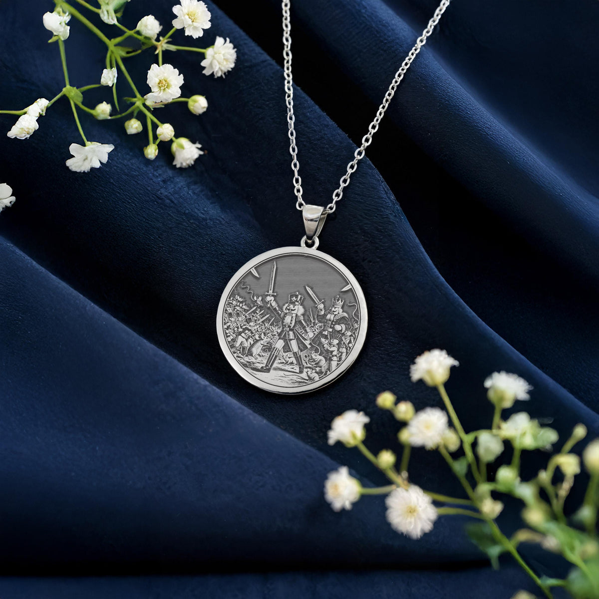 Nutcracker Pendant Necklace: 14K Gold, Ballet Dancer Coin, Christmas Jewelry - View 3