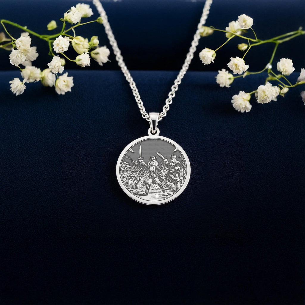 Nutcracker Pendant Necklace: 14K Gold, Ballet Dancer Coin, Christmas Jewelry - View 4