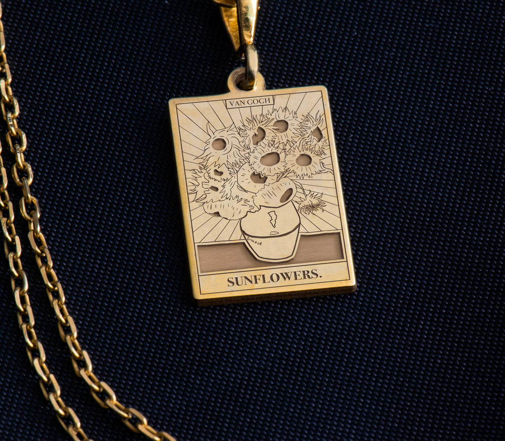 Sunflower Necklace: 14K Gold with van gogh necklace sunflower charm amulet talisman - View 165