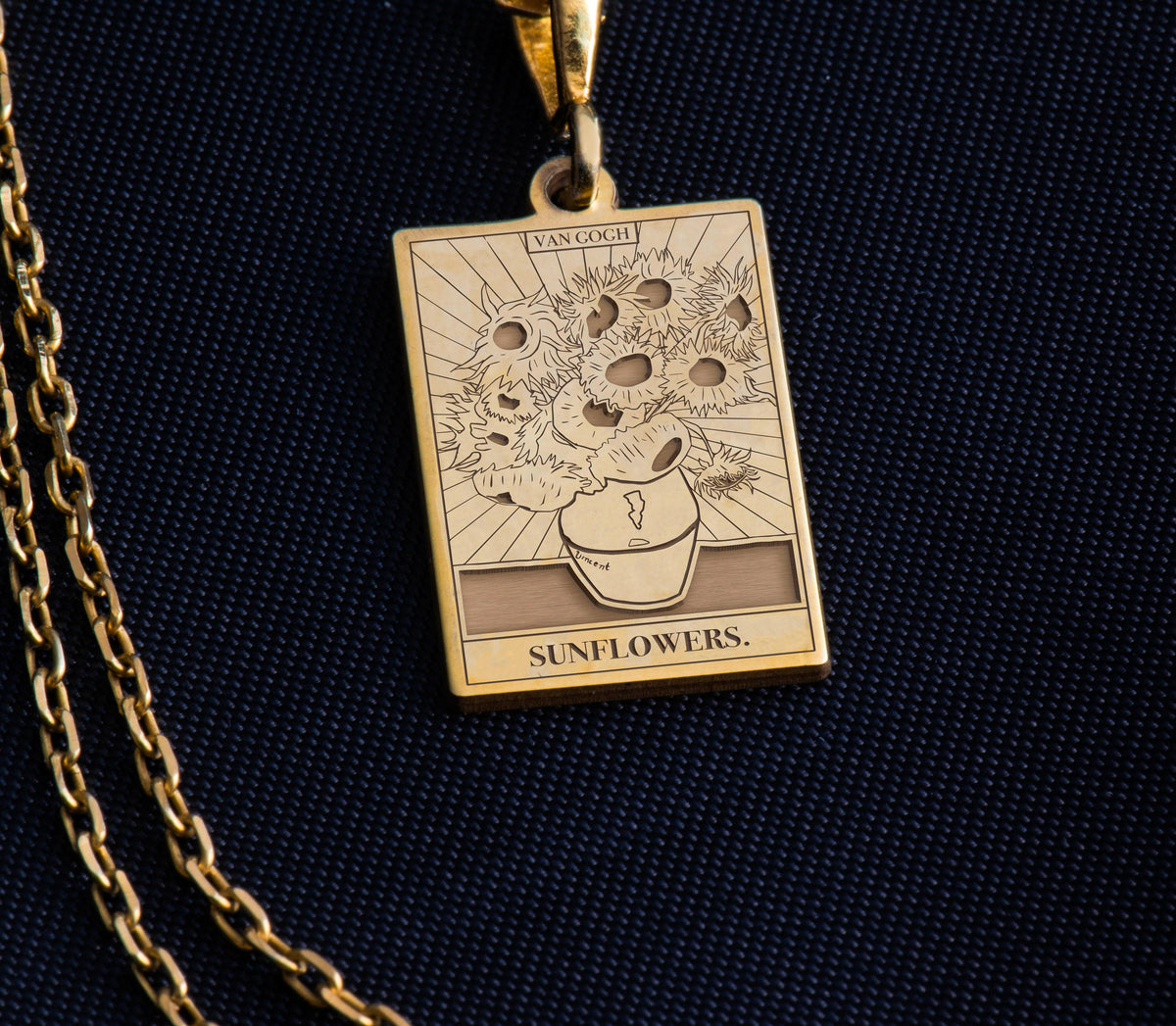 Sunflower Necklace: 14K Gold with van gogh necklace sunflower charm amulet talisman - View 165