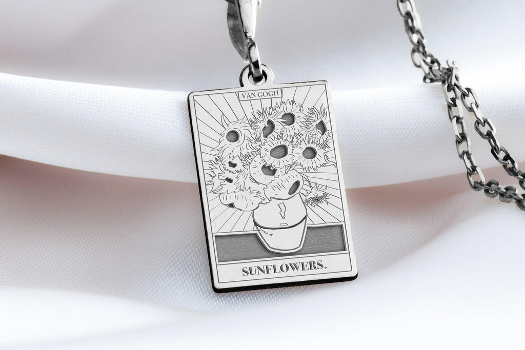 Sunflower Necklace: 14K Gold with van gogh necklace sunflower charm amulet talisman - View 214