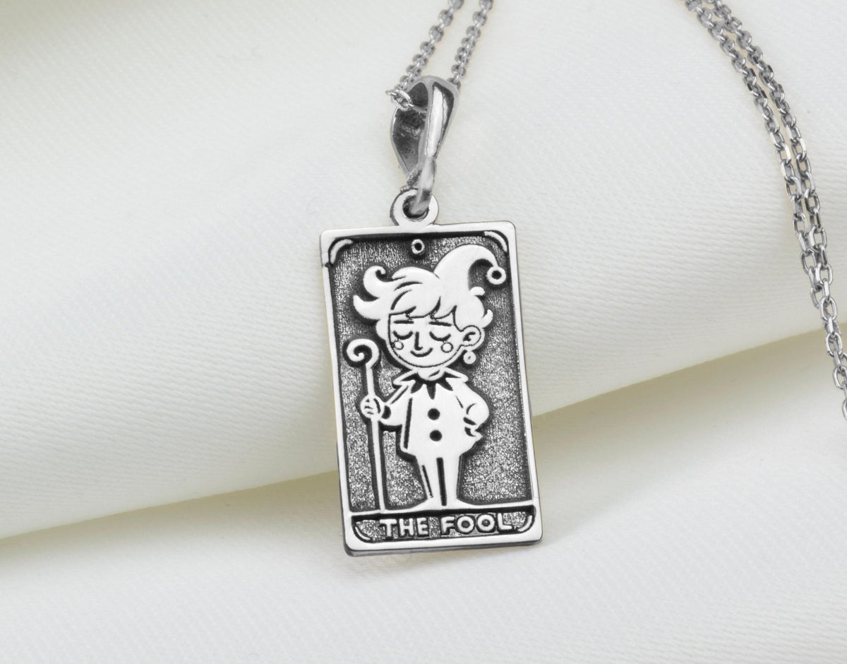 The Fool Tarot Pendant: 14K Gold with tarot card rider waite major arcana occult - View 102