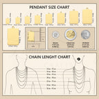 Moon Tarot Card Necklace Necklaces size chart with pendant dimensions and chain length options
