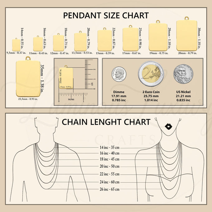 Silver pendant necklace featuring a detailed moon tarot card design with a cosmic energy motif. The image shows the pendant, chain length chart, and chain length guide for sizing.