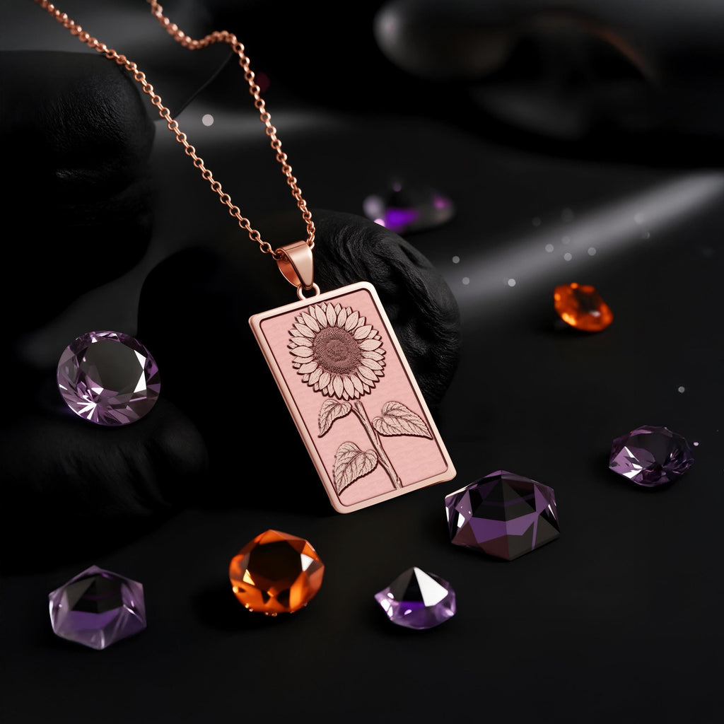 Sunflower Tarot Necklace: 14K Gold, Positivity Charm, Summer Flower Jewelry - View 6