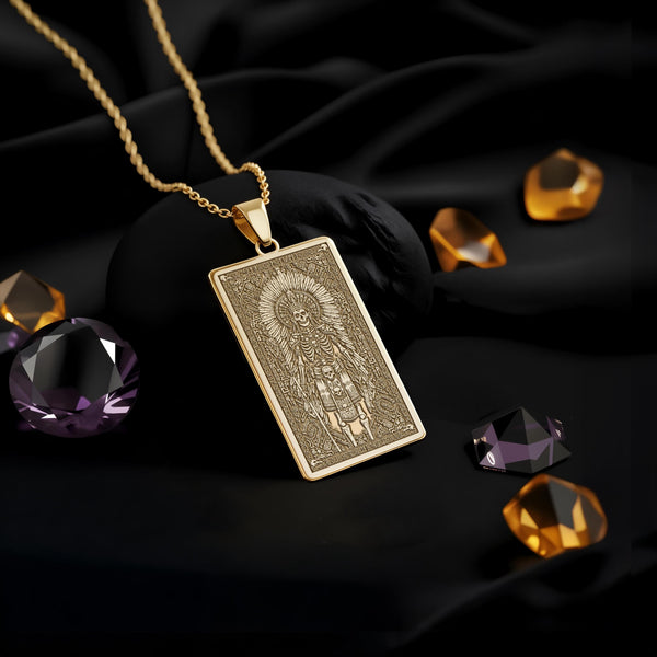 Mictlantecuhtli Necklace: 14K Gold, Aztec Death God, Gothic Occult Jewelry - View 214