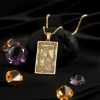 Skull Tarot Pendant Necklace: 14K Gold, Memento Mori Charm, Gothic Macabre Jewelry - View 2