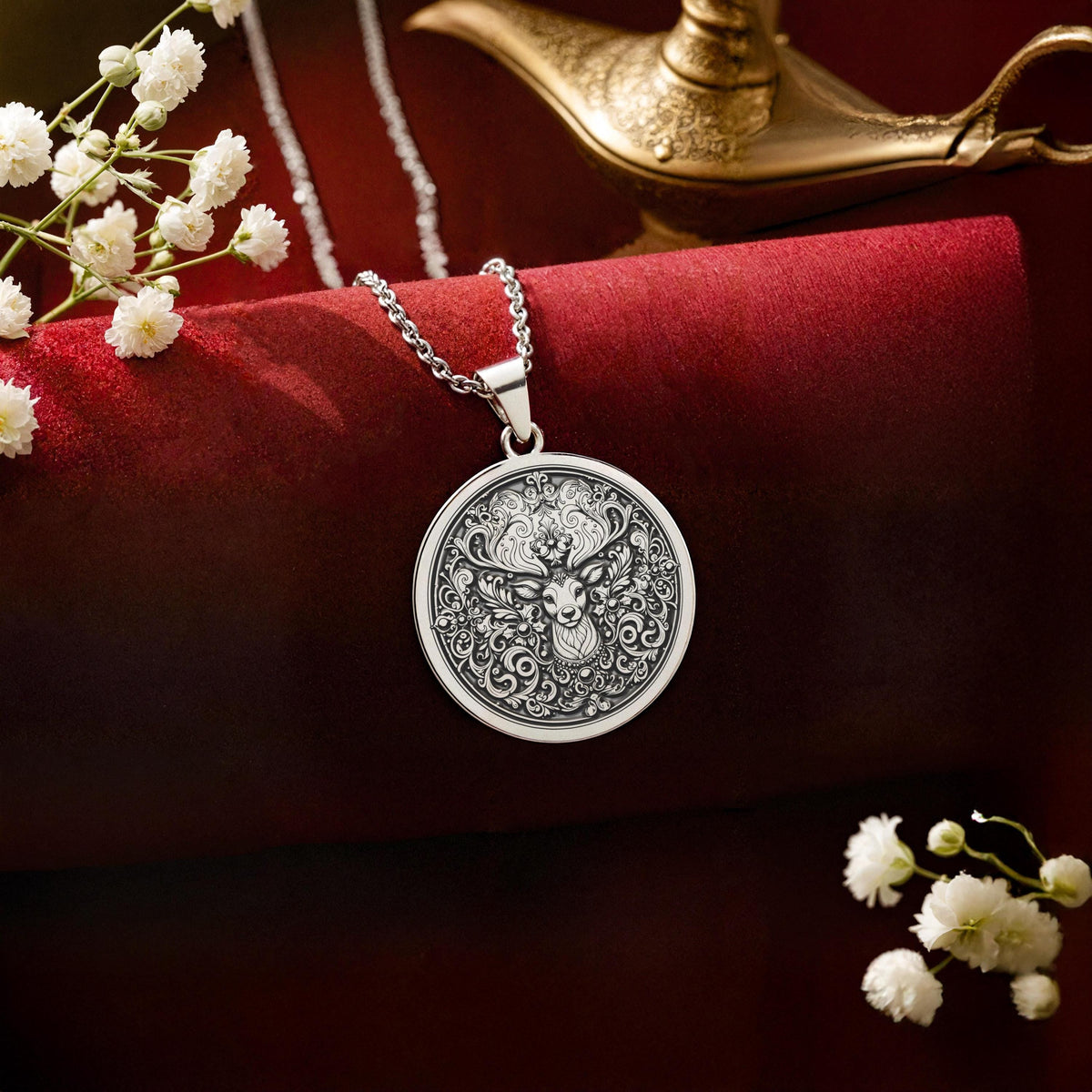 Stag Deer Forest Lord Pendant | 14K Gold & Silver Options - Spirit Animal Nature Lover - Image 4