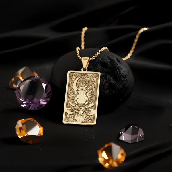 Meditation Frog Necklace: 14K Gold, Zen Animal Charm, Yoga Jewelry - View 214