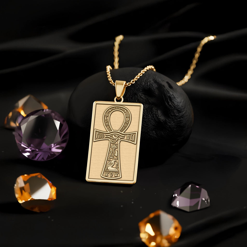 Ankh Tarot Pendant Necklace: 14K Gold, Eye of Horus Amulet, Egyptian Life Symbol - View 48