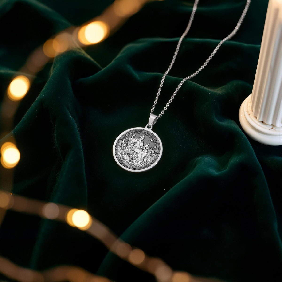Aphrodite Pendant Necklace: 14K Gold Handcrafted Greek Goddess Venus Charm - View 4