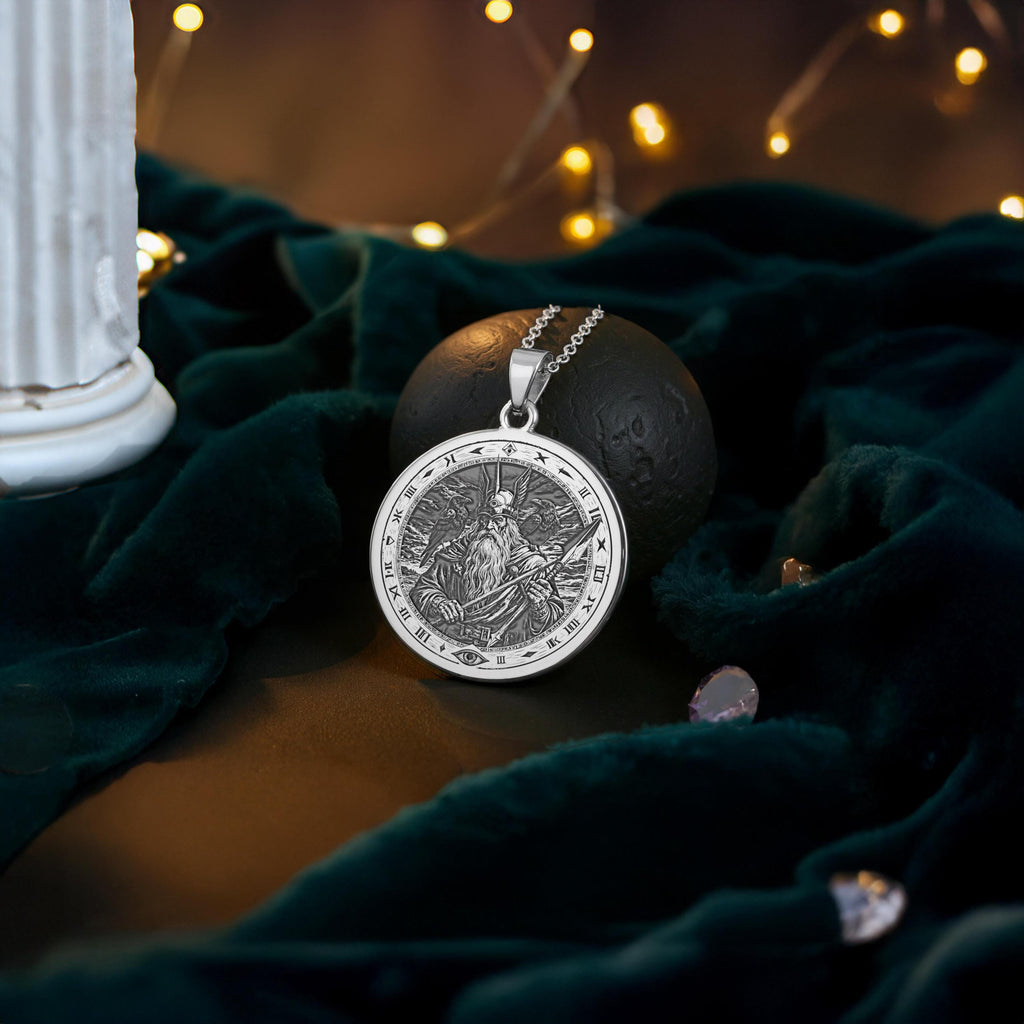 Odin Pendant Necklace: 14K Gold Allfather God, Viking Wisdom Amulet - View 3
