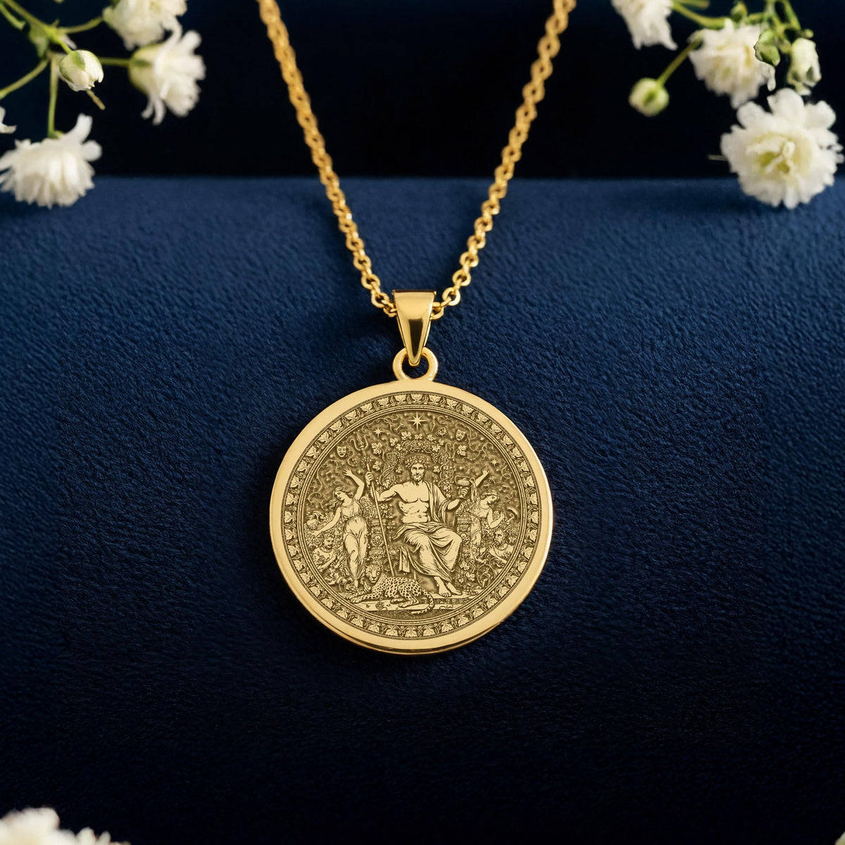 Dionysus Pendant Necklace: 14K Gold Personalized God of Wine Coin, Greek Mythology Jewelry - View 214