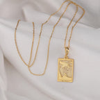 The Moon Tarot Card Necklace: 14K Gold with moon card rider waite occult arcana talisman - View 200