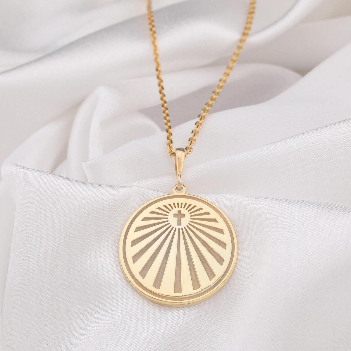 Cross Emblem Necklace: 14K Gold with crux emblem tau cross talisman amulet collectible - View 214