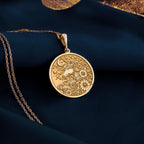 Unicorn Necklace, 14K Gold Floral Uni Jewelry,Personalized Magic Pony Charm Coin Pendant - View 200