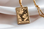 Lovers Tarot Card Necklace: 14K Gold with tarot card rider waite occult arcana talisman - View 48