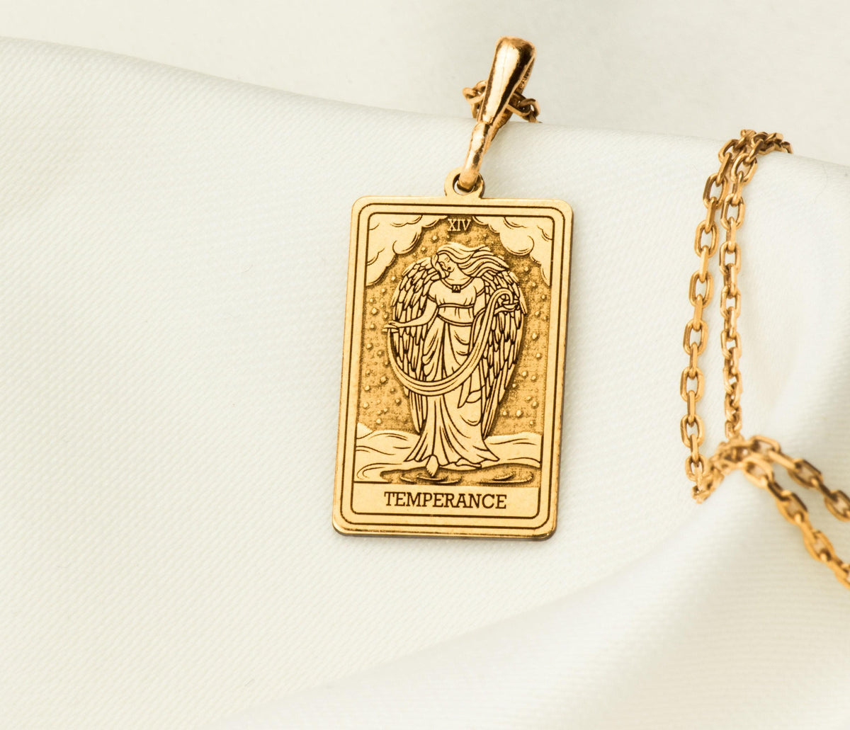 Temperance Pendant: 14K Gold Pouring Water, Balance Alchemy Charm, Tarot Card Jewelry - View 48