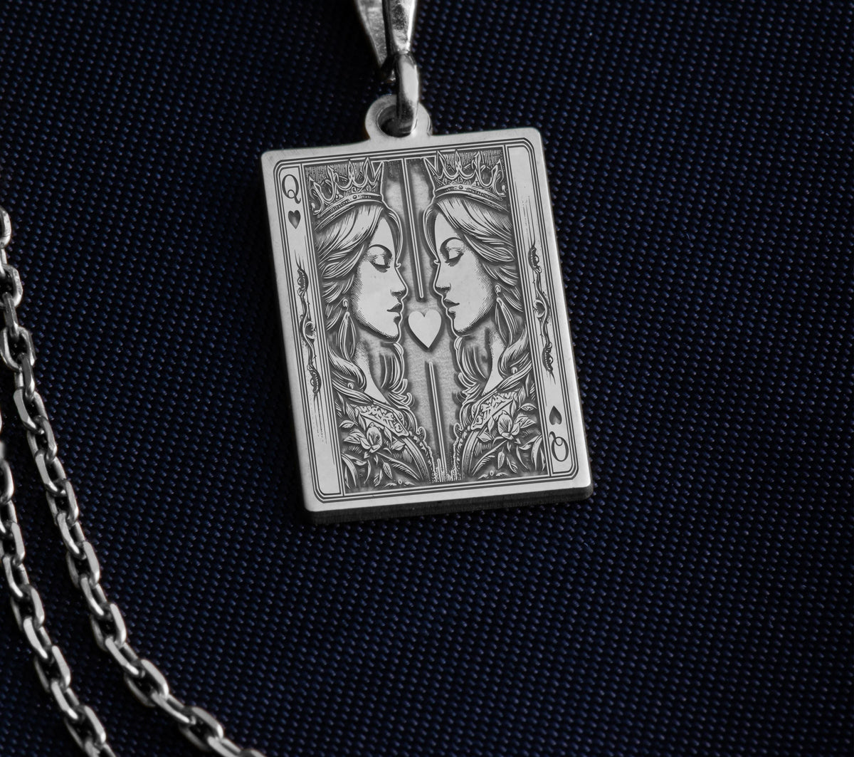 Sapphic Pride Pendant Necklace - Ace of Queens LGBTQ+ Charm - 925 Sterling Silver