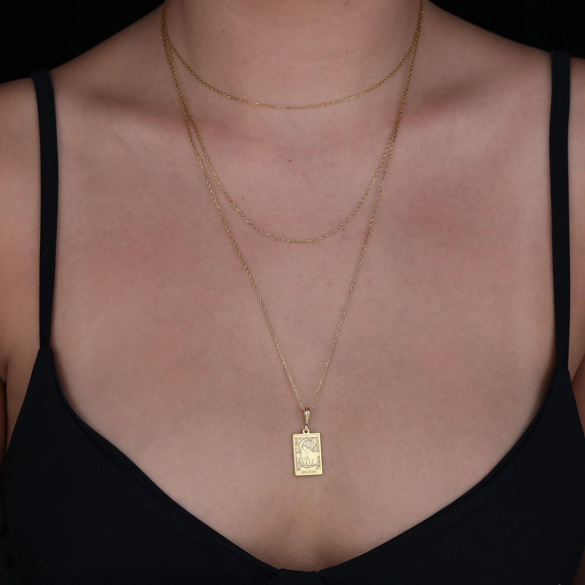 Cat Tarot Necklace: 14K Gold with tarot card rider waite occult arcana talisman amulet - View 102