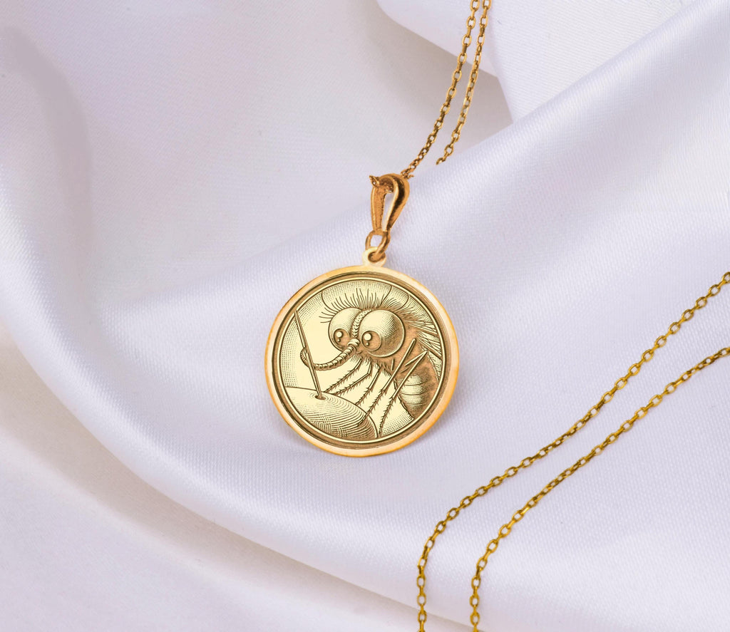 Mosquito Insect Pendant: 14K Gold with insect pendant mosquito insect amulet talisman - View 153