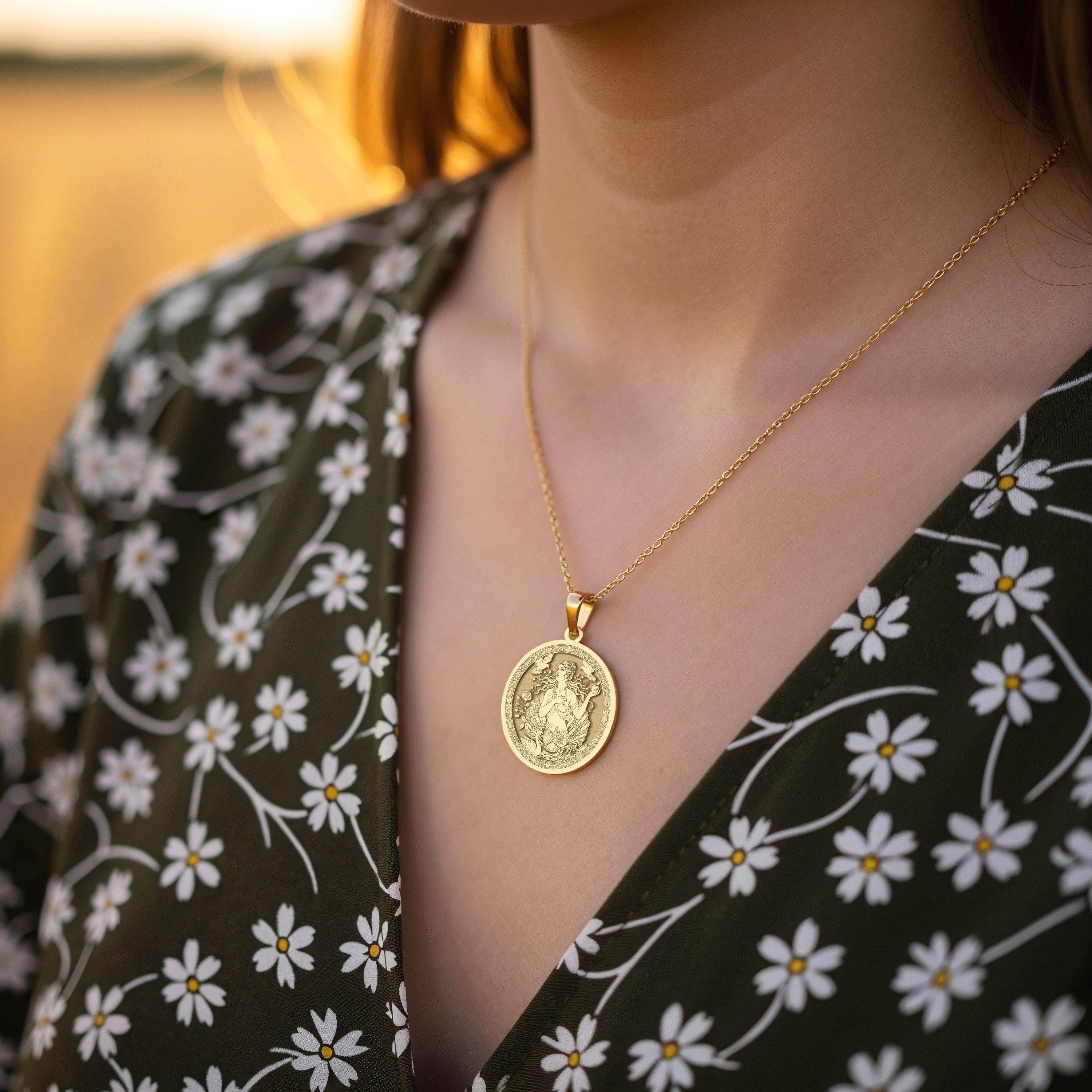 Aphrodite Necklace: 14K Gold with love goddess venus mythology talisman amulet amulet - View 102