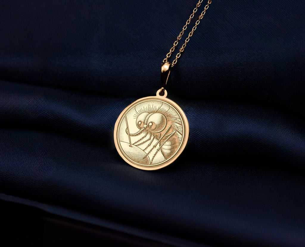 Mosquito Insect Pendant: 14K Gold with insect pendant mosquito insect amulet talisman - View 207