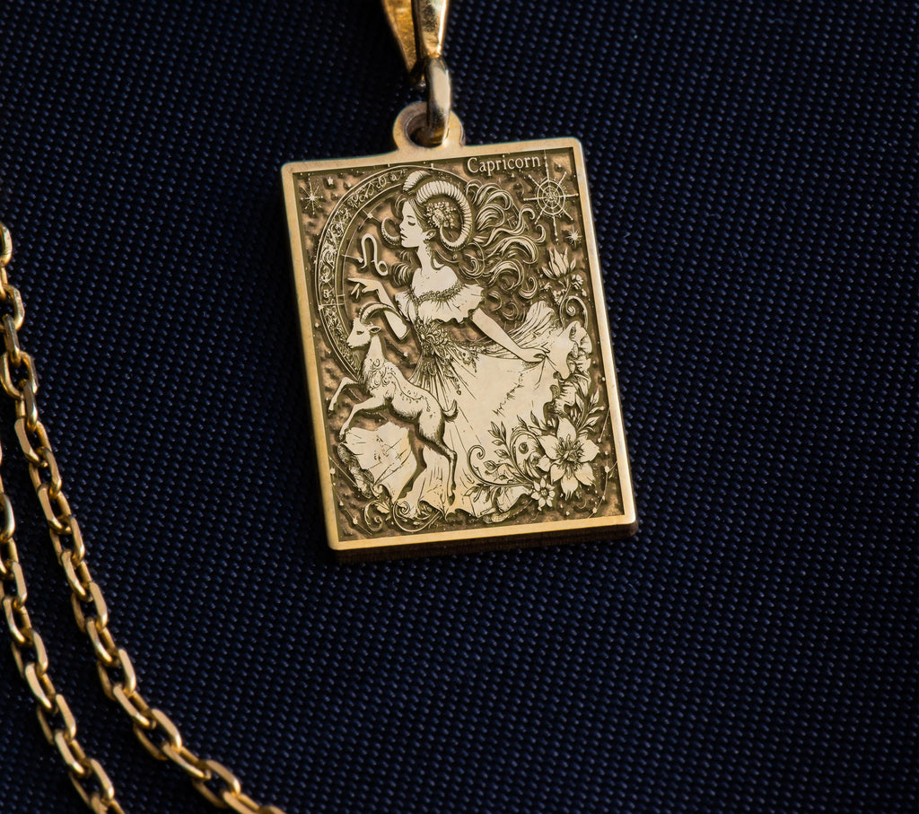 Capricorn Zodiac Necklace: 14K Gold with capricorn pendant custom zodiac astrology - View 158