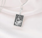 Capricorn Zodiac Astrological Pendant Pendants 925 925 Sterling Silver rectangular pendant with classical scene design on a chain.