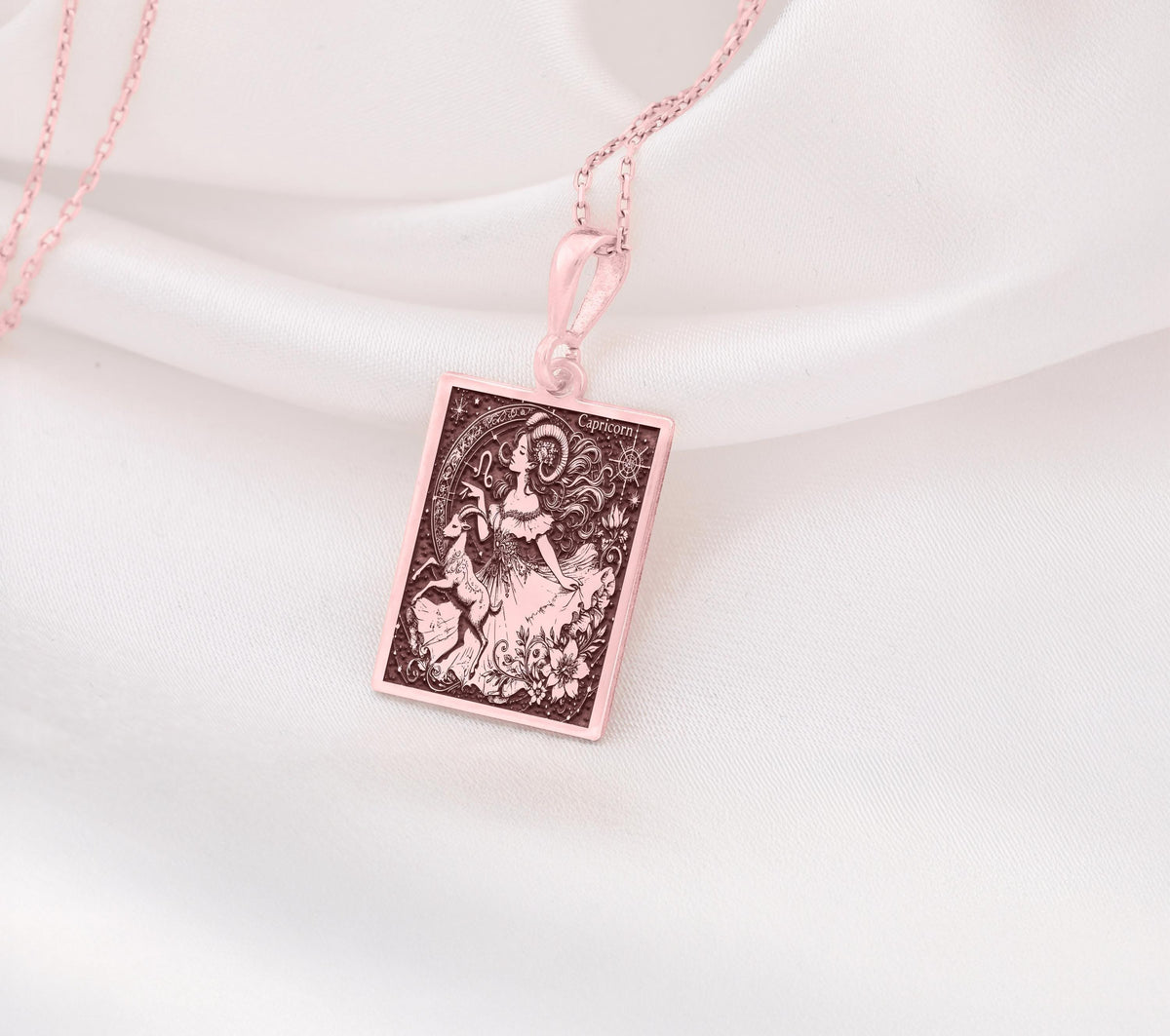 Capricorn Zodiac Necklace: 14K Gold with capricorn pendant custom zodiac astrology - View 214