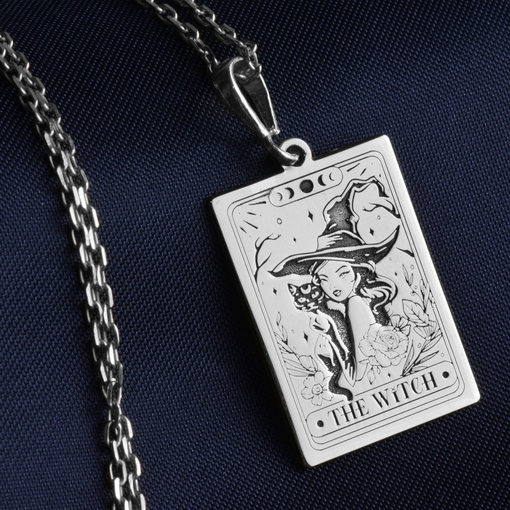 Witch Tarot Necklace: 14K Gold with tarot card rider waite occult arcana talisman - View 214