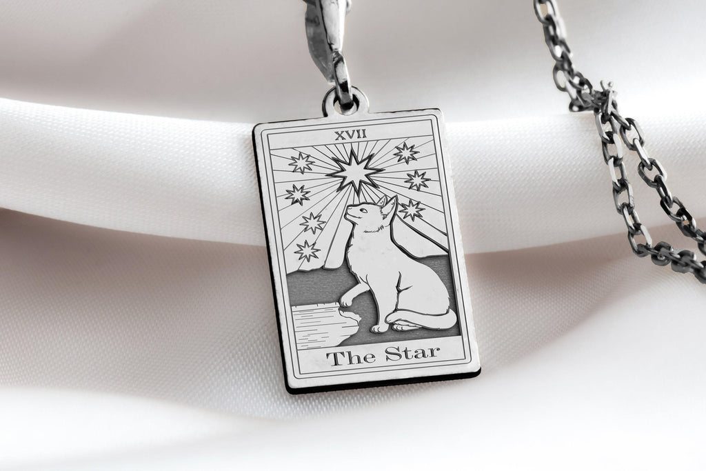 14K Gold Star Tarot Card Necklace: 14K Gold with tarot card rider waite occult arcana - View 214