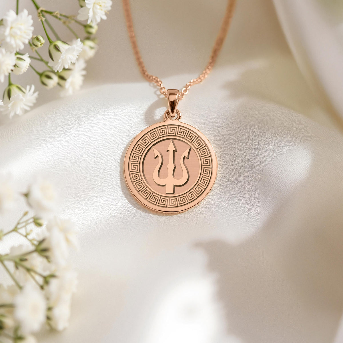 Poseidon Necklace: 14K Gold with sea god trident charm mythology talisman amulet - View 214