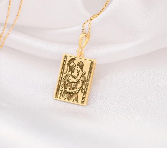 King of Hearts Necklace: 14K Gold with rainbow king gay pride gift occult arcana - View 48
