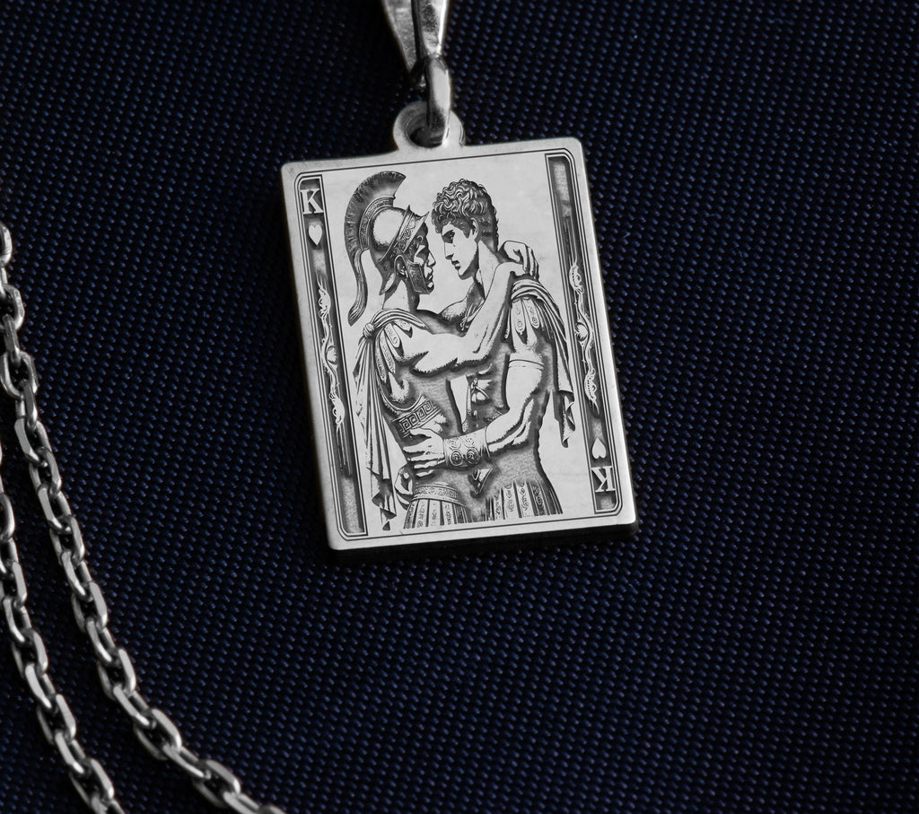 King of Hearts Necklace: 14K Gold with rainbow king gay pride gift occult arcana - View 102