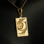 Moon Tarot Card Necklace: 14K Gold with tarot card rider waite occult arcana talisman - View 200