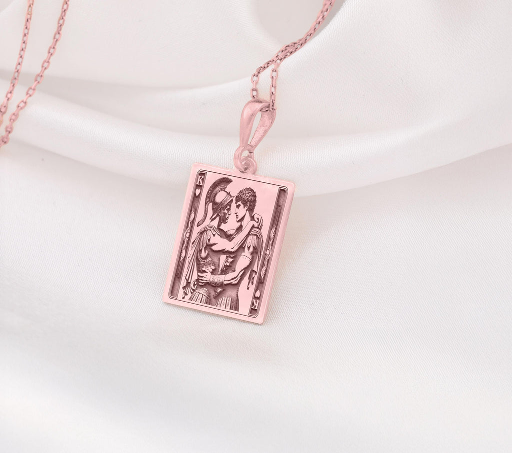 King of Hearts Necklace: 14K Gold with rainbow king gay pride gift occult arcana - View 214