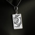 Moon Tarot Card Necklace: 14K Gold with tarot card rider waite occult arcana talisman - View 214